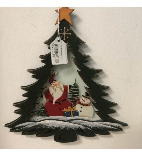 WOOD TREE HANGER SANTA & SNOWMAN 